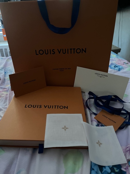 Louis Vuitton Accessories - Louis Vuitton Orange Packaging Set with Navy Accents
